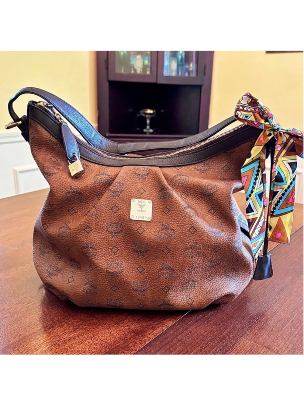 MCM RARE AUTHENTIC EUC VISETOS MONOGRAM CANVAS HOBO SHOULDER BAG HANGTAG & COA